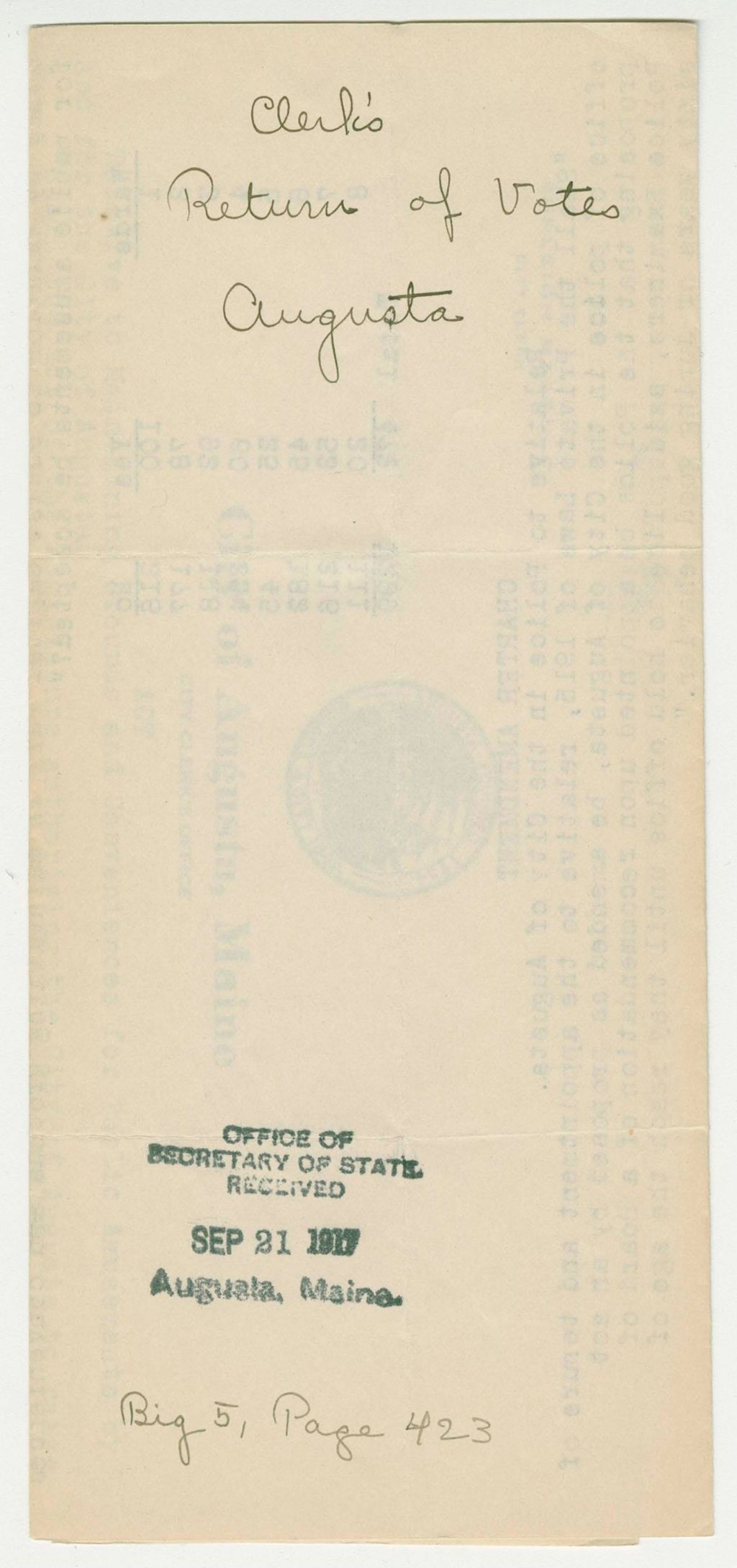 Miniature of Return of Votes on Proposed City Charter Amendments of Augusta