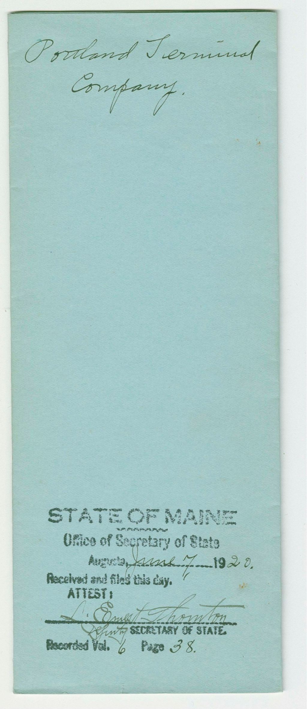 Miniature of Increase of Capital Stock of the Portland Terminal Company