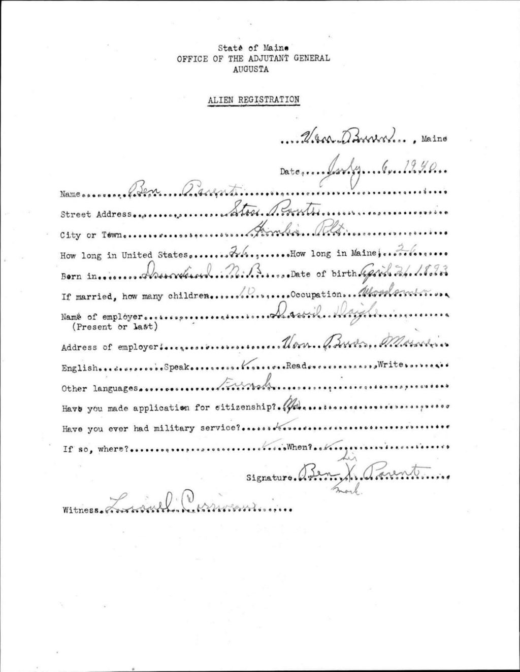 Miniature of Alien Registration- Parent, Ben (Van Buren, Aroostook County)