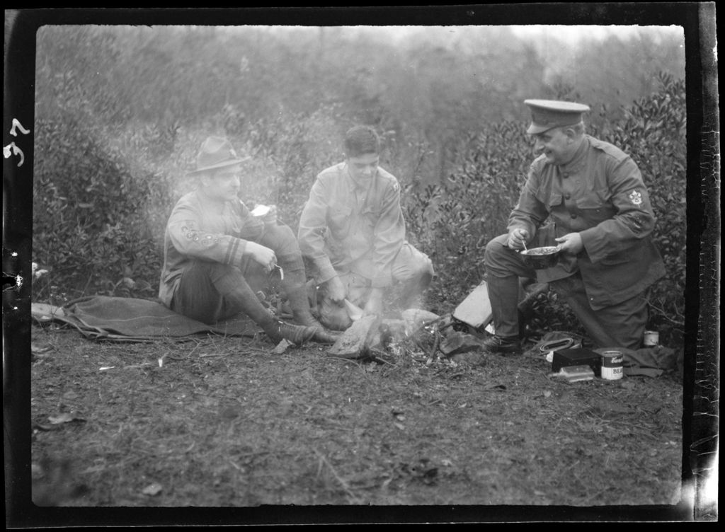 Miniature of Genre- Three Men Cooking Over Campfire Boy Scouts