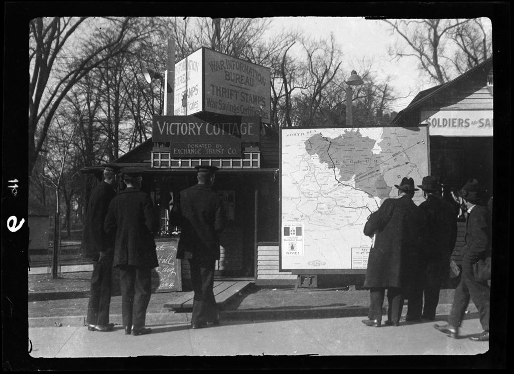 Miniature of Genre- Soliders And Sailor In Boston Standing Around War Information Bureau