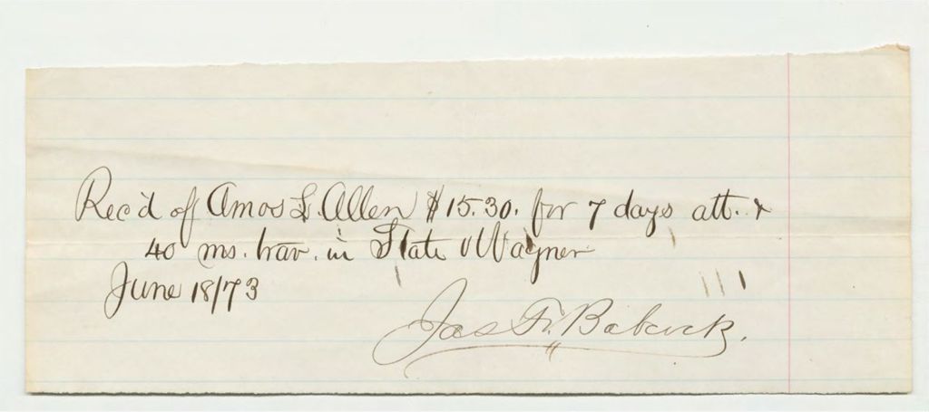 Miniature of Amos L. Allen recipt