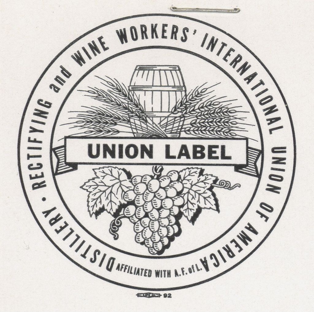 Miniature of Distillery, Rectifying and Wine Workers' International Union of America label