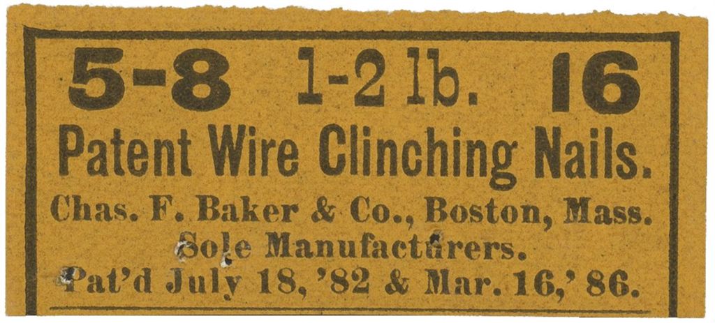 Miniature of Patent Wire Clinching Nails