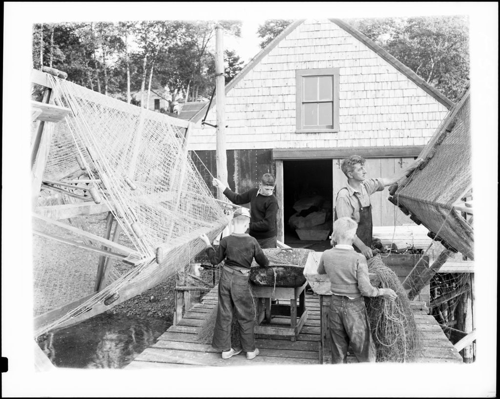 Miniature of Fishermen Reeling Nets In New Harbor