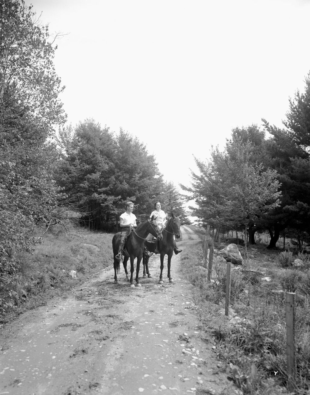Miniature of Two Horseback Riders On A Woods Road At Camp Wavus
