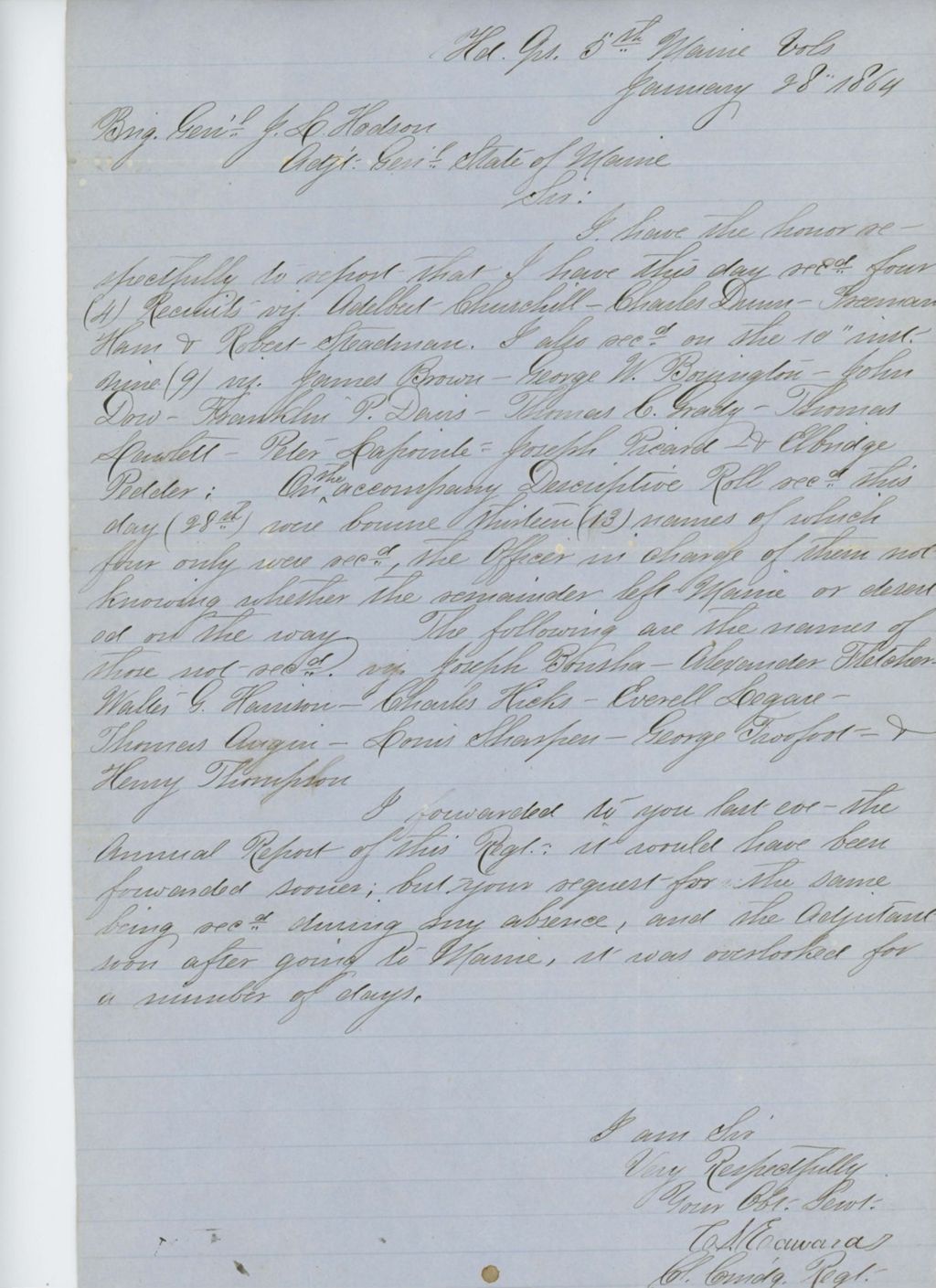 Miniature of Colonel Edwards reports on new recruits