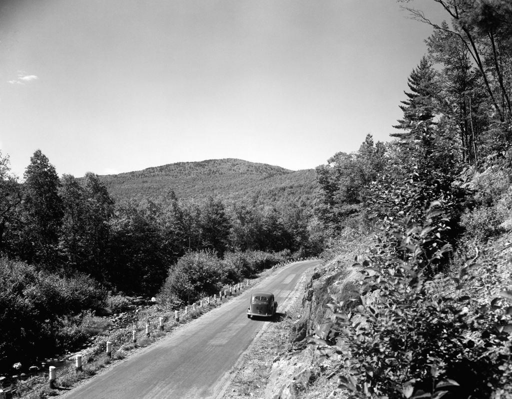 Miniature of Highway Paralleling Small Stream In Weld, Mountains In Background
