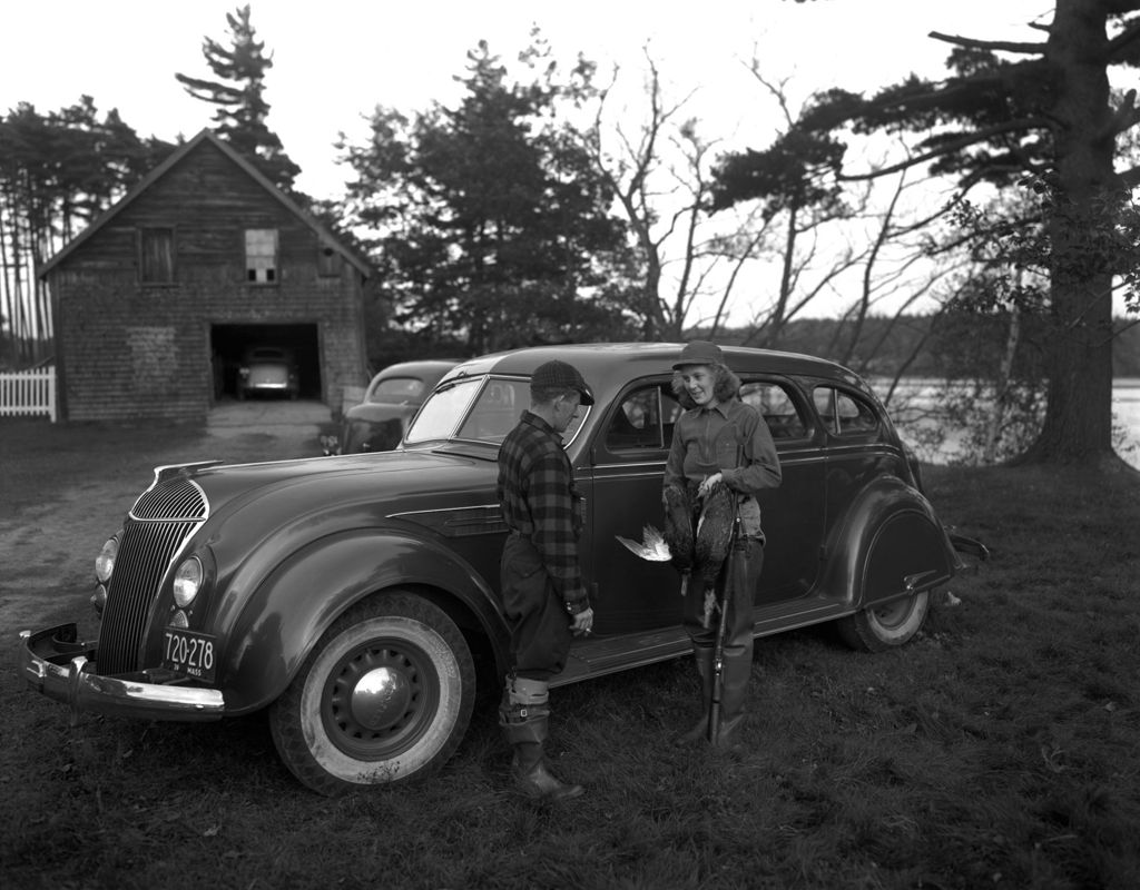 Miniature of Two Hunters Standing Beside A Car At Brown's Point