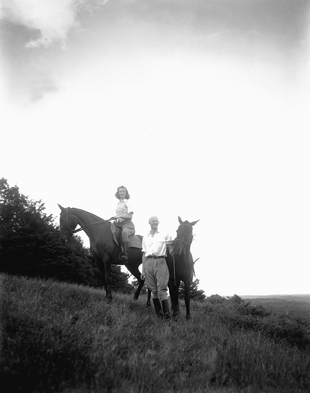 Miniature of Man And Woman On Horseback In A Mountain Field, Nice View In Jefferson