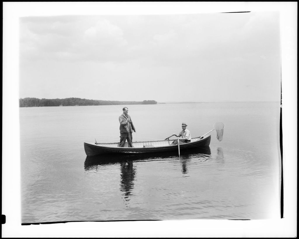 Miniature of Two Men Fishing From Boat In The Middle Of A Lake