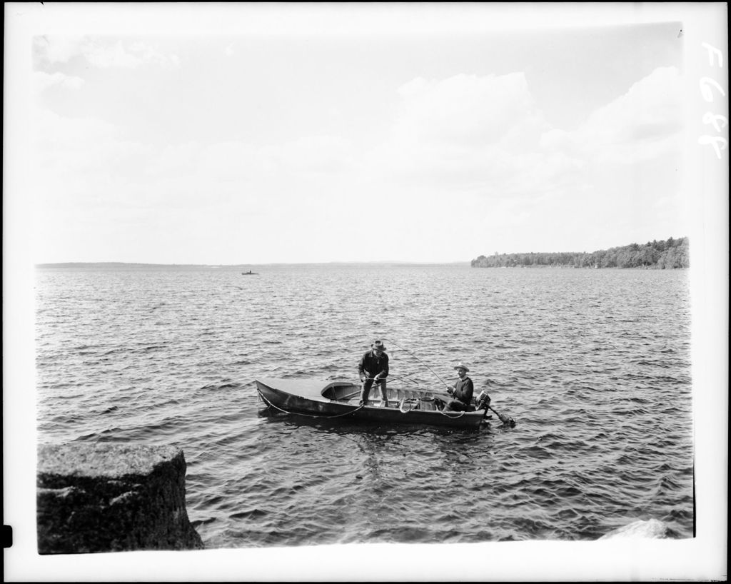 Miniature of Two Men Fishing From A Boat On Sebago