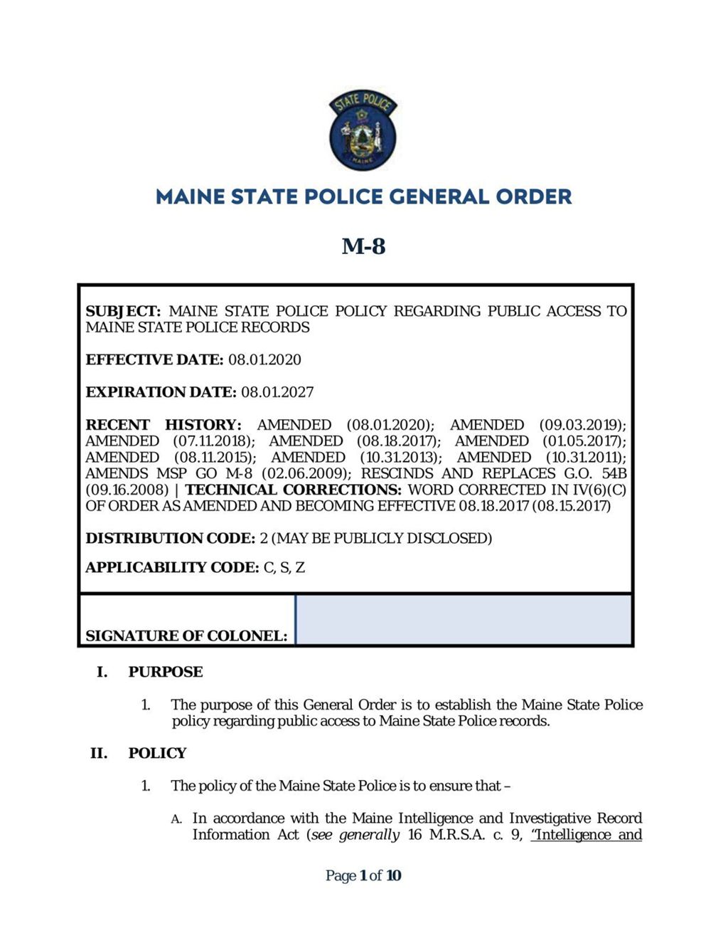 Miniature of 201212 MSP GO M-8 FOR FILING WITH MSA (One (1) GO)