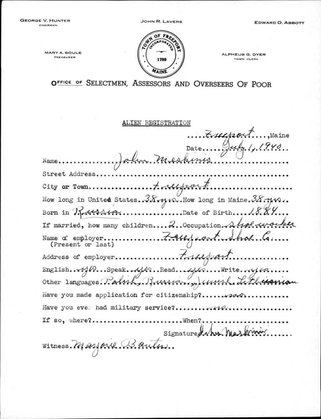 Miniature of Alien Registration- Meskinis, John (Baldwin, Cumberland County)