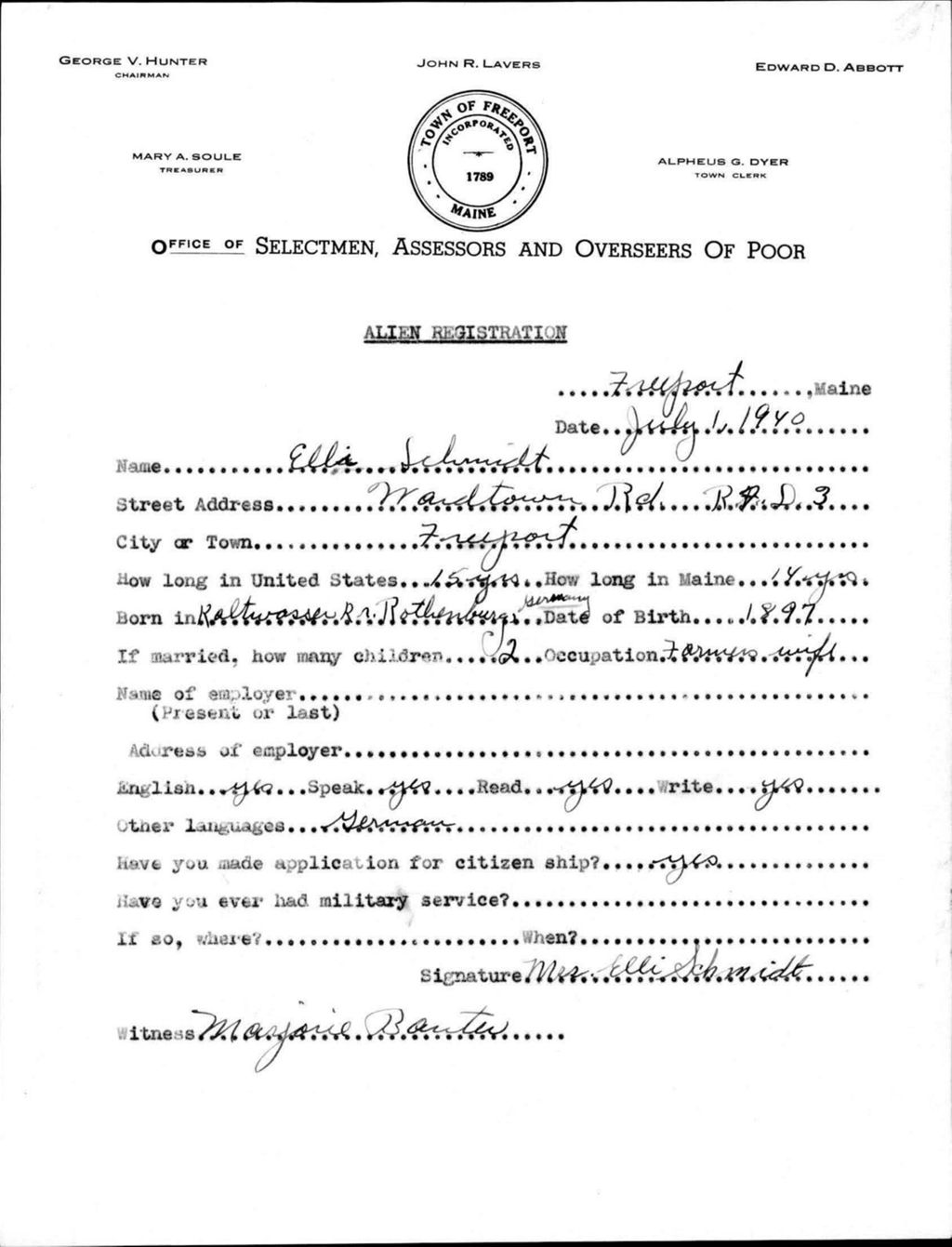 Miniature of Alien Registration- Schmidt, Elli (Baldwin, Cumberland County)