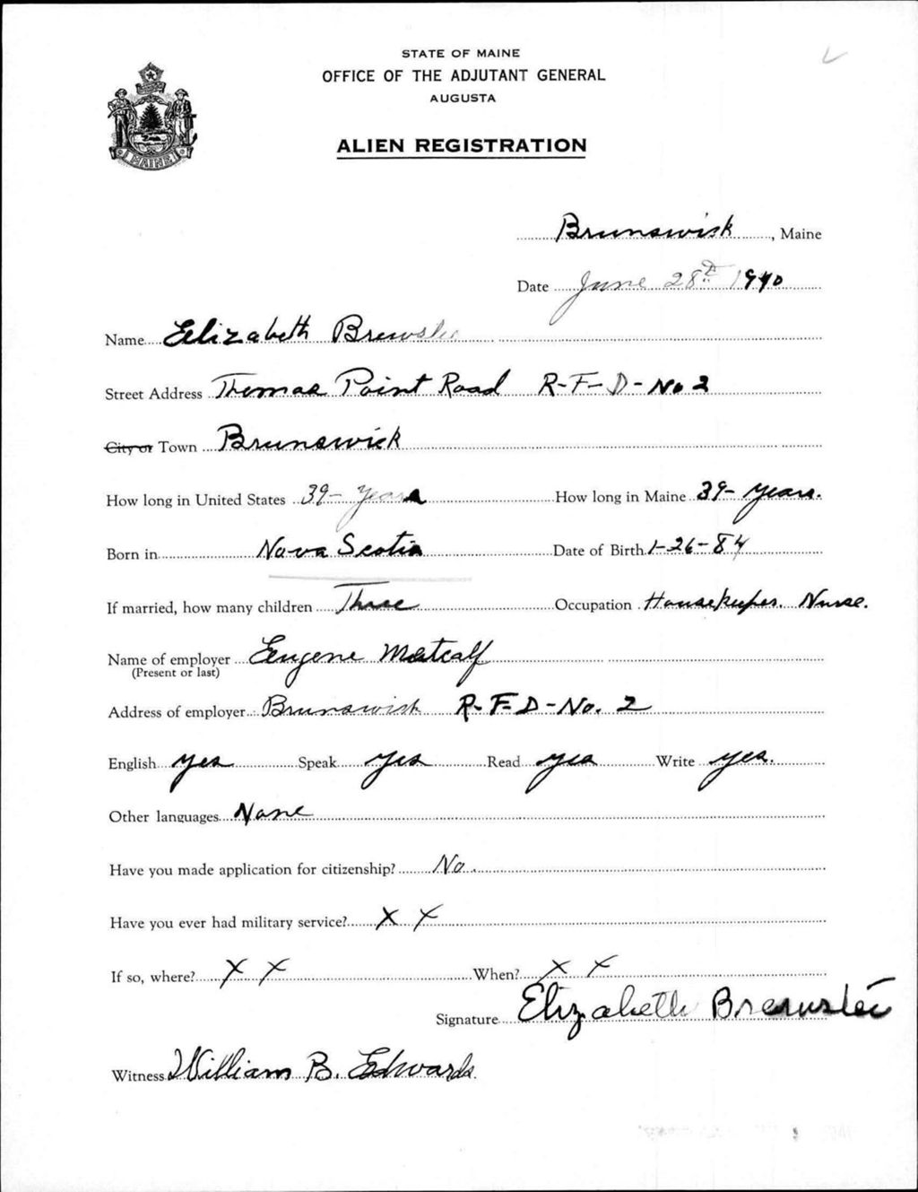 Miniature of Alien Registration- Breauslen, Elizabeth (Brunswick, Cumberland County)