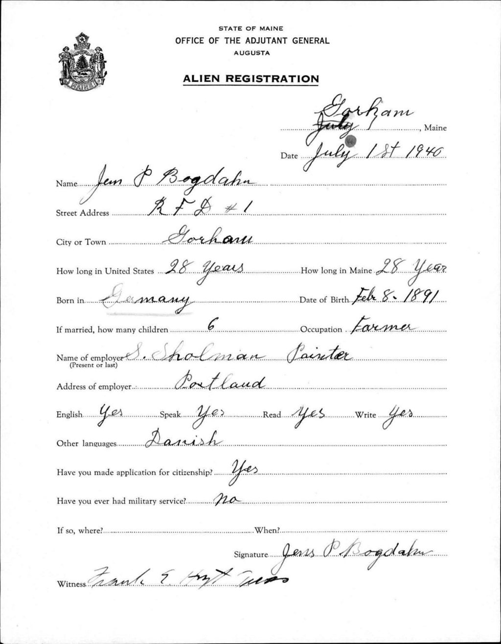 Miniature of Alien Registration- Bogdahn, Jean P. (Gorham, Cumberland County)