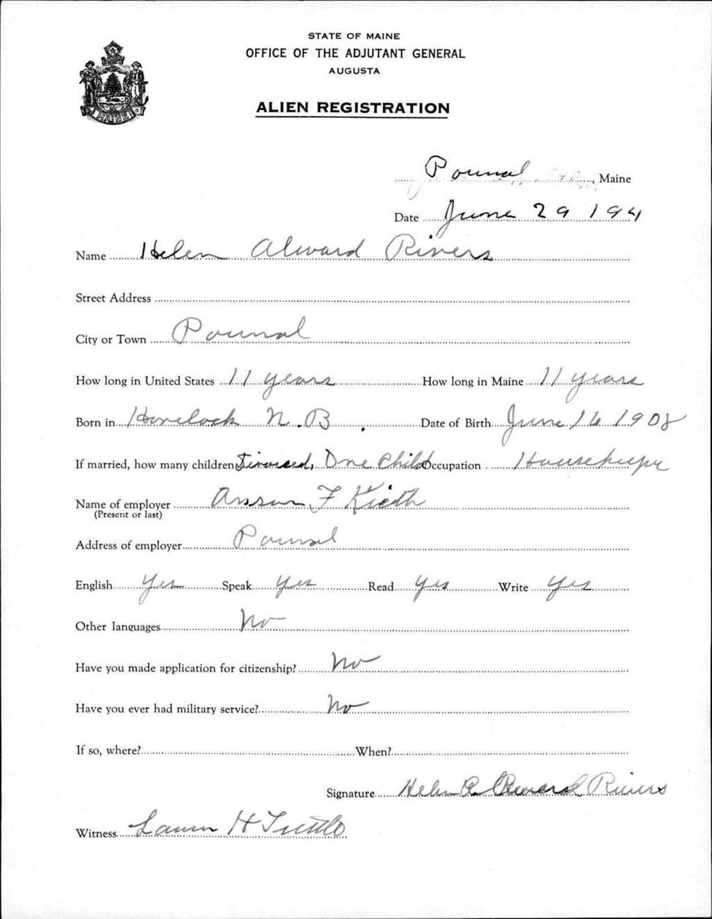 Miniature of Alien Registration- Alward, Helen (Gorham, Cumberland County)