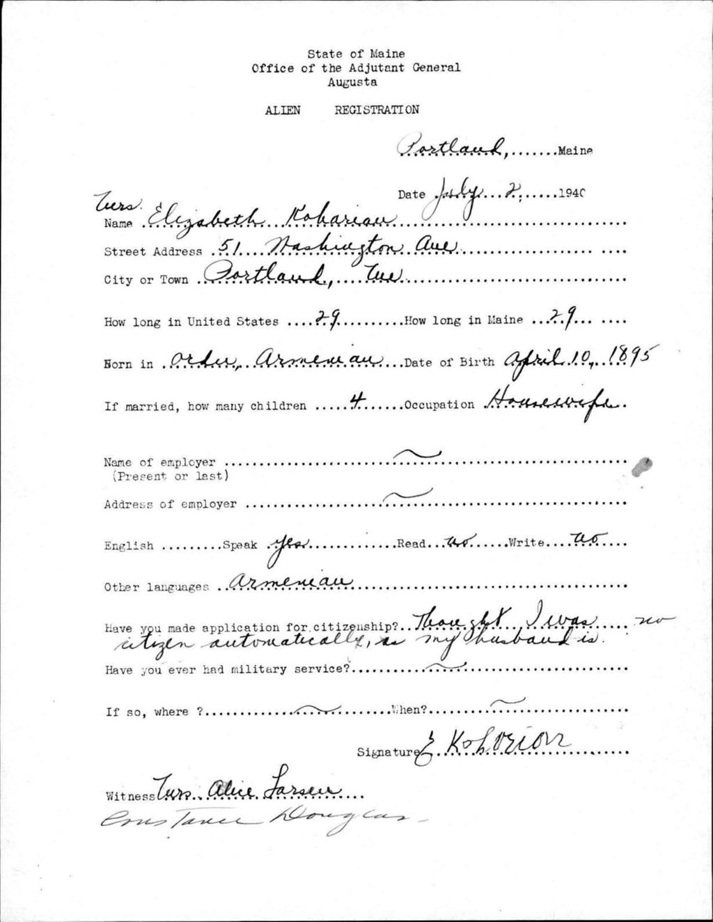 Miniature of Alien Registration- Kobarian, Elizabeth (Portland, Cumberland County)