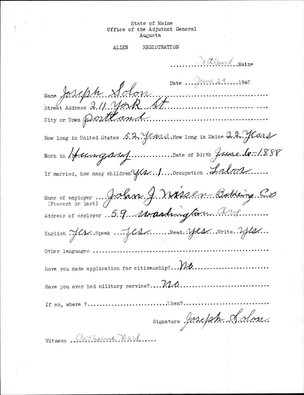 Miniature of Alien Registration- Solon, Joseph (Portland, Cumberland County)