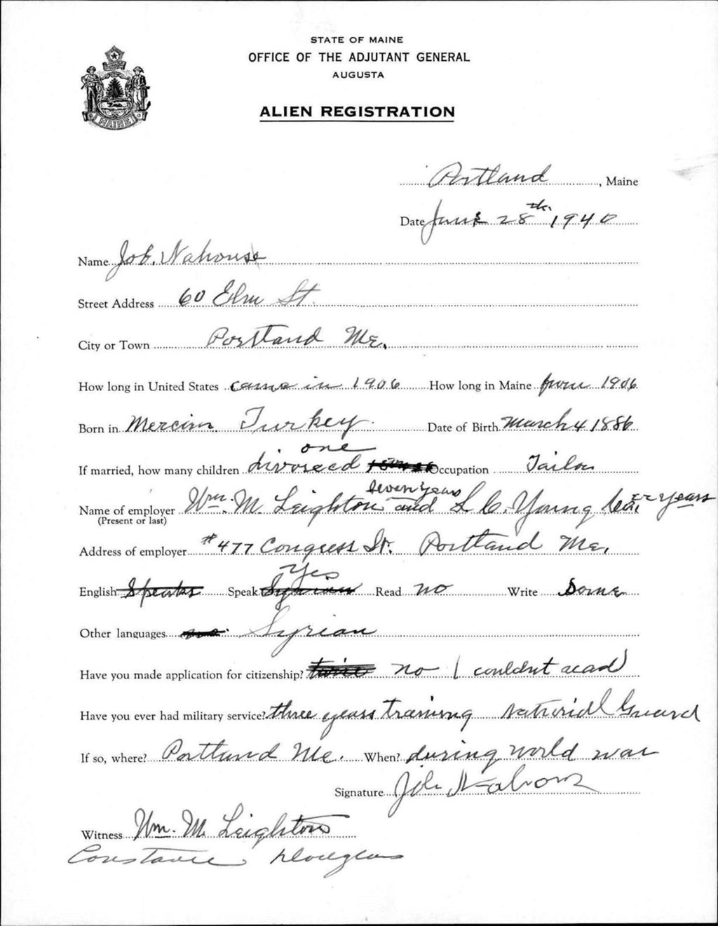 Miniature of Alien Registration- Nahouse, Job (Portland, Cumberland County)