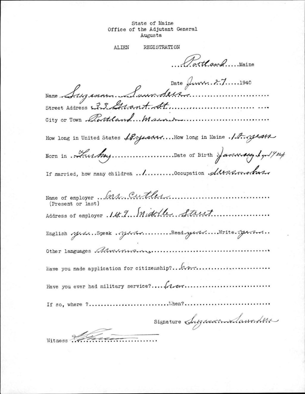 Miniature of Alien Registration- Saunders, Suzanne (Portland, Cumberland County)