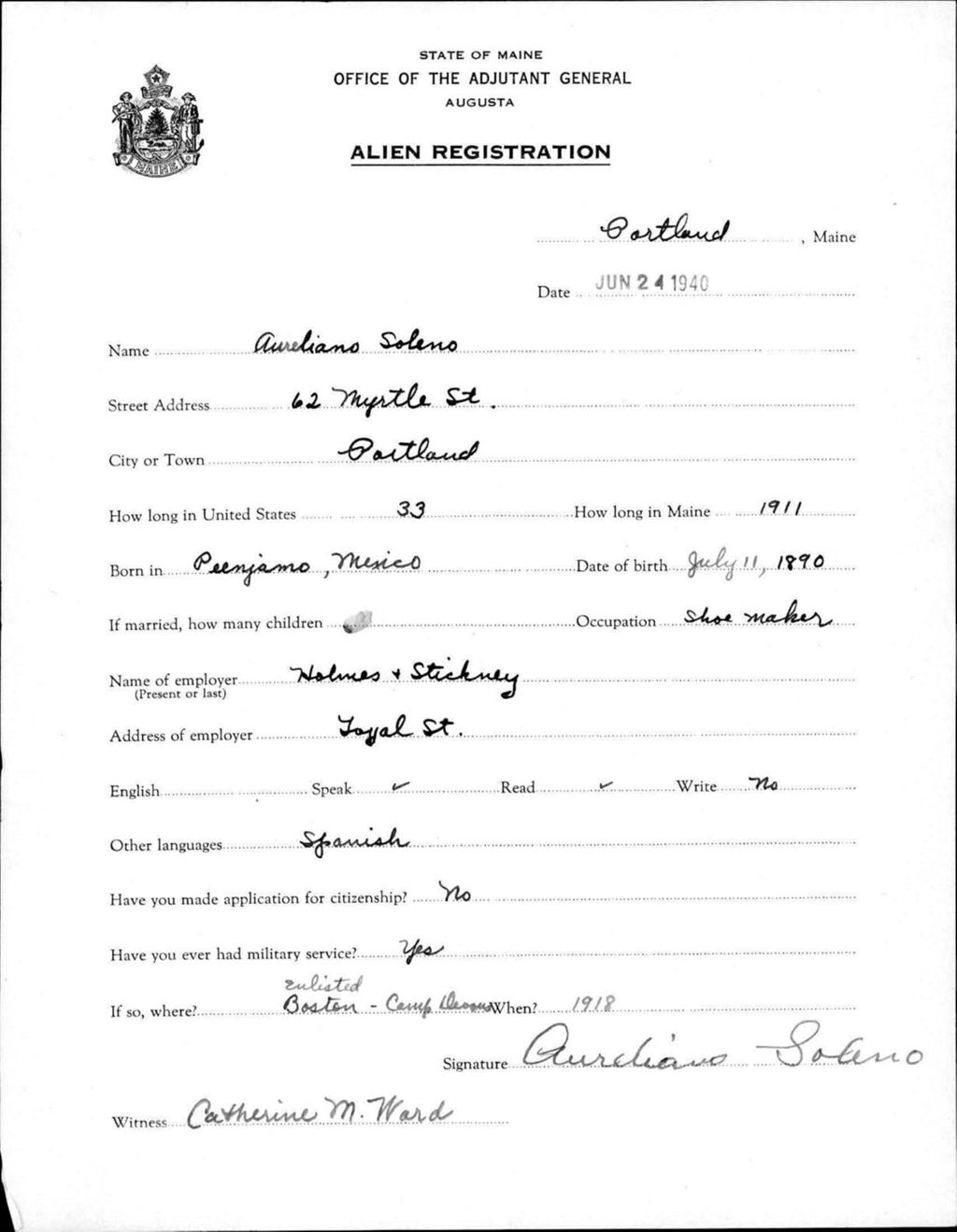 Miniature of Alien Registration- Soleno, Aureliano (Portland, Cumberland County)
