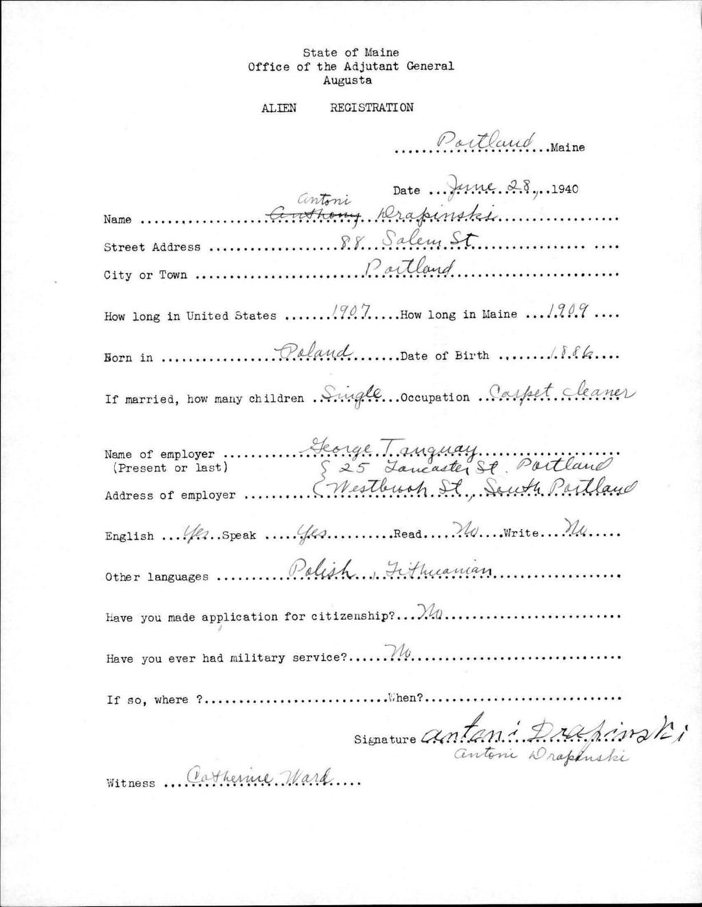 Miniature of Alien Registration- Drapinski, Antoni (Portland, Cumberland County)