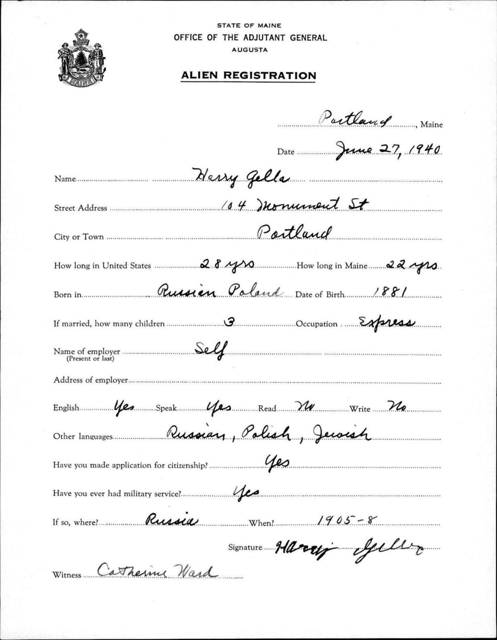 Miniature of Alien Registration- Gella, Harry (Portland, Cumberland County)