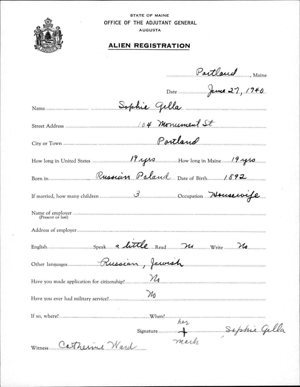 Miniature of Alien Registration- Gella, Sophie (Portland, Cumberland County)