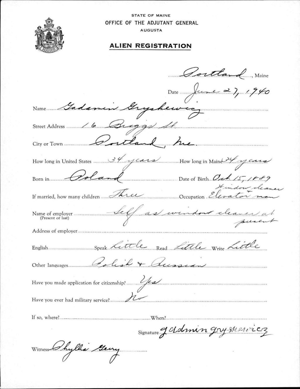 Miniature of Alien Registration- Gryskewicz, Gadamin (Portland, Cumberland County)