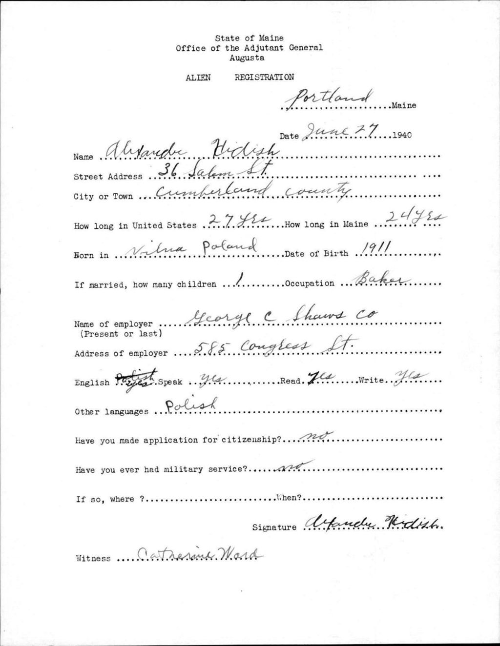 Miniature of Alien Registration- Hidish, Alexander (Portland, Cumberland County)