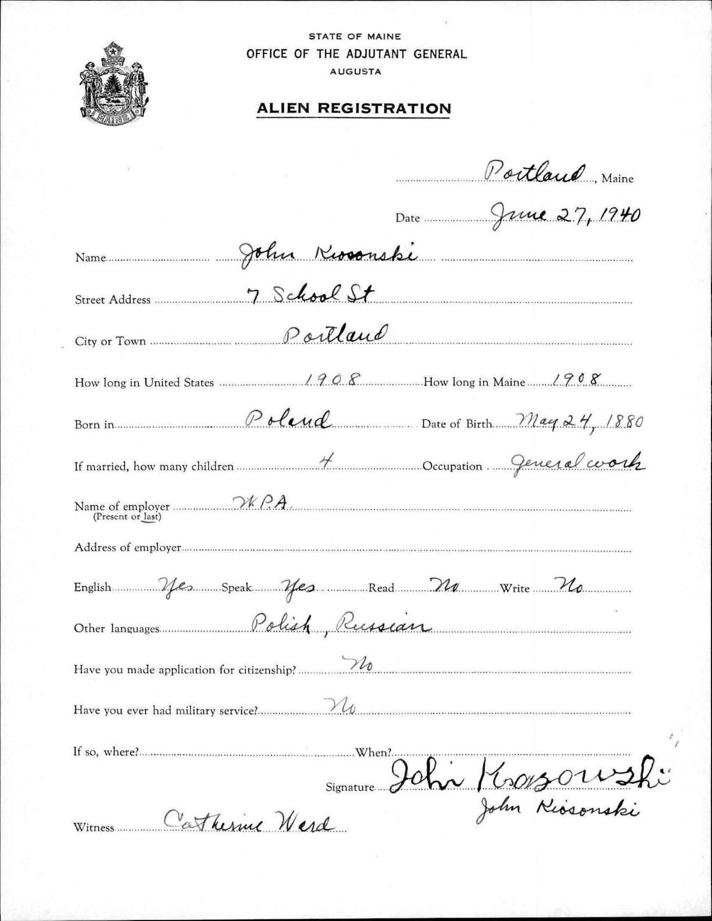 Miniature of Alien Registration- Kiosonski, John (Portland, Cumberland County)