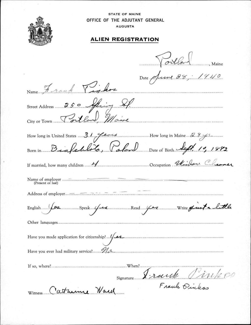 Miniature of Alien Registration- Pinkos, Frank (Portland, Cumberland County)