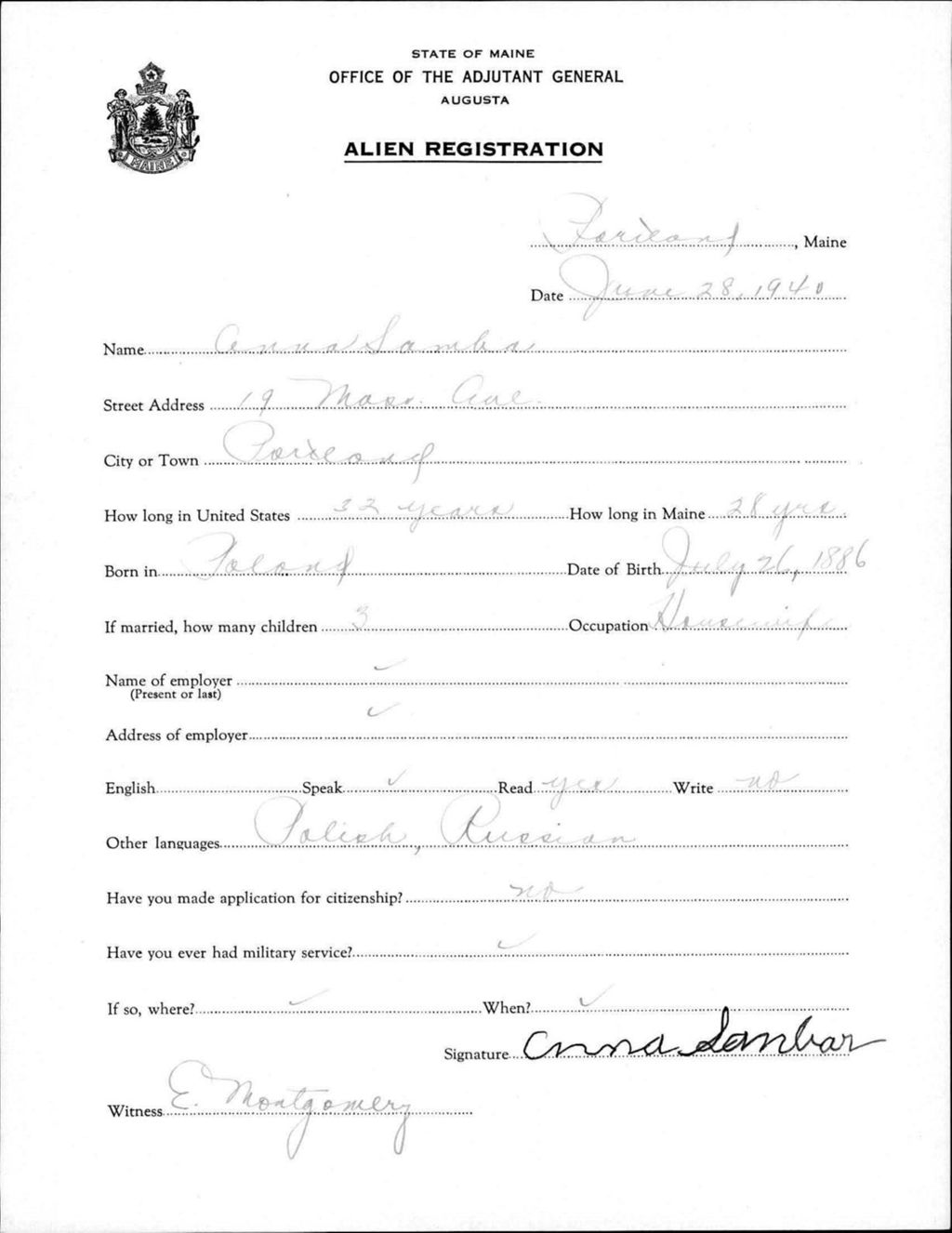 Miniature of Alien Registration- Samba, Anna (Portland, Cumberland County)