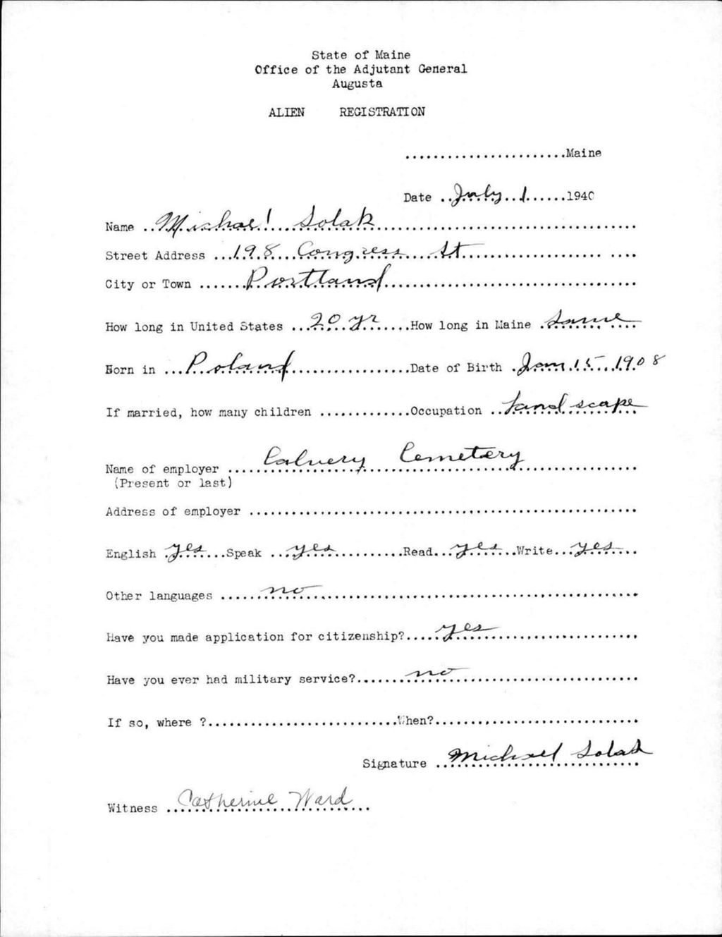 Miniature of Alien Registration- Solak, Michael (Portland, Cumberland County)