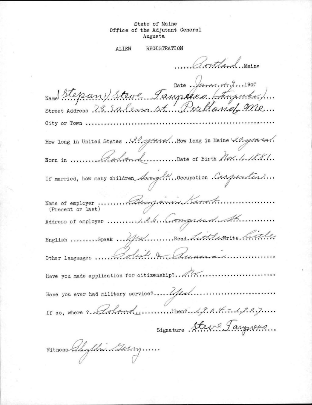 Miniature of Alien Registration- Taupeeks, Stephan (Portland, Cumberland County)