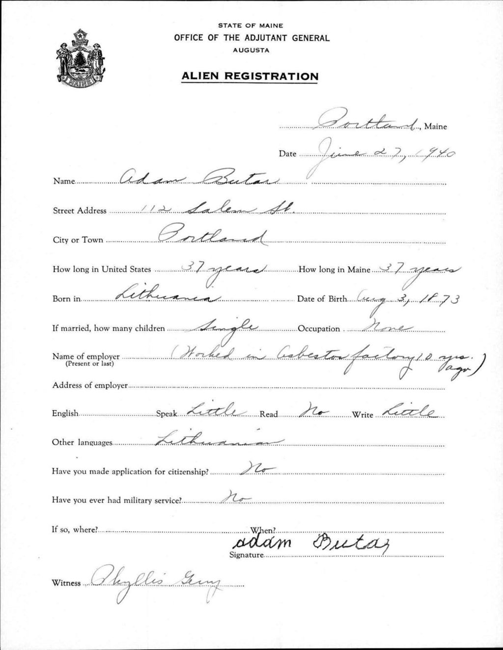 Miniature of Alien Registration- Butas, Adam (Portland, Cumberland County)