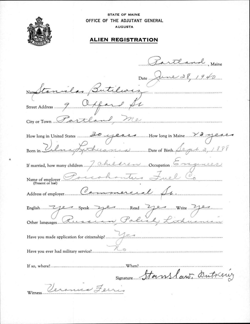 Miniature of Alien Registration- Butilwicz, Stanislas (Portland, Cumberland County)