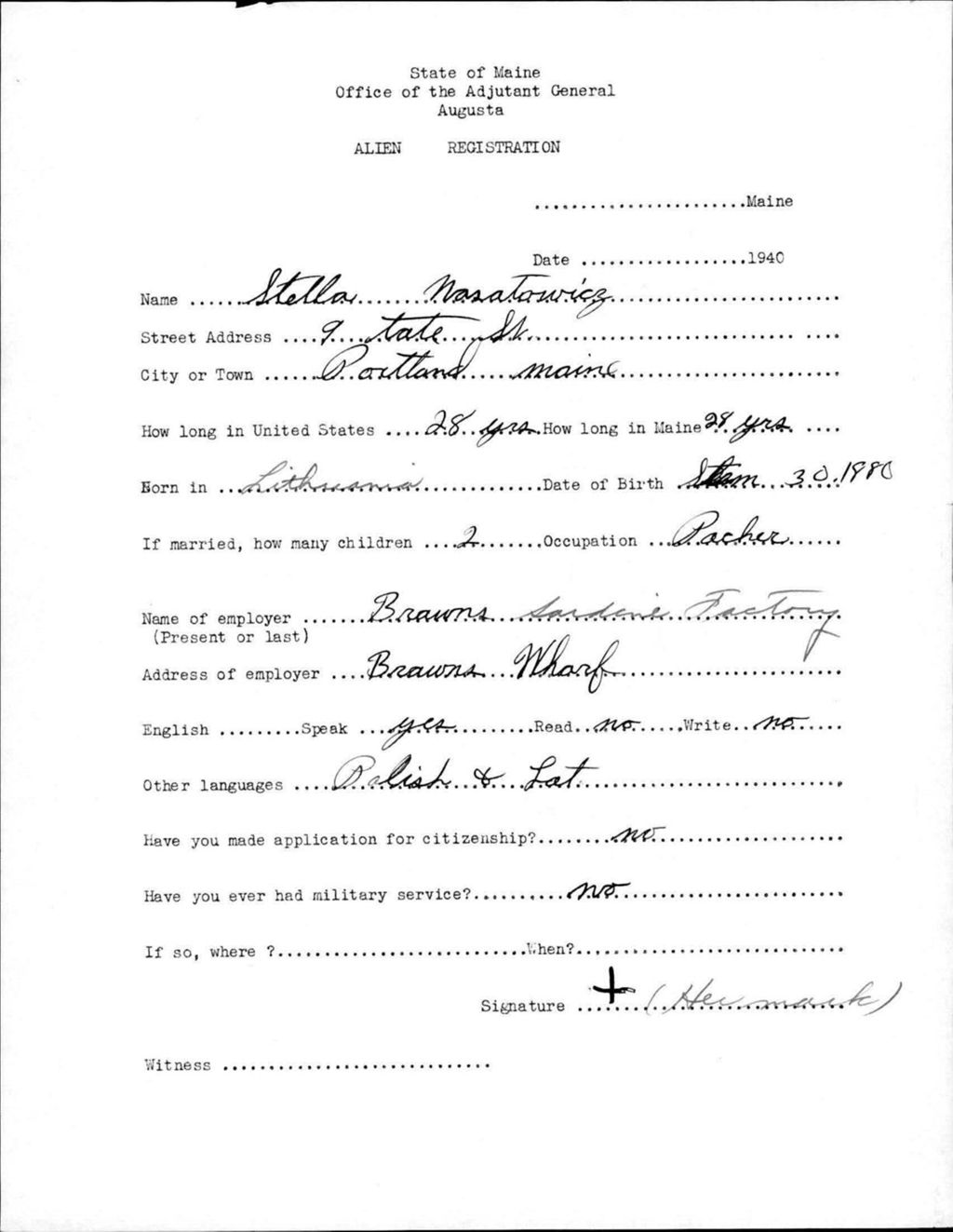 Miniature of Alien Registration- Nasatowicz, Stella (Portland, Cumberland County)