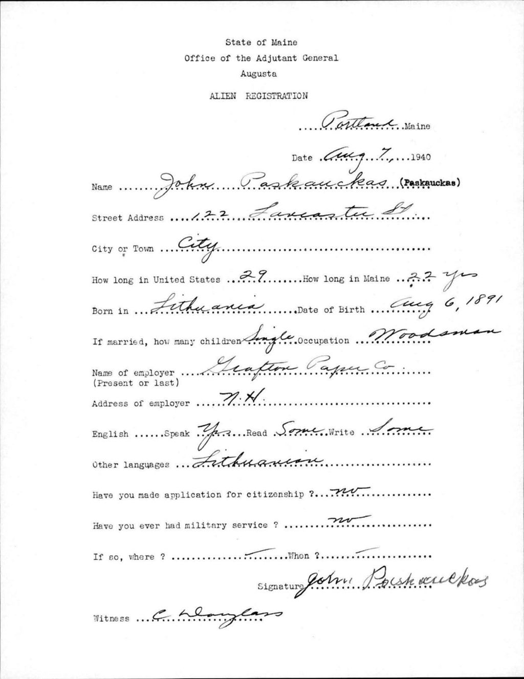 Miniature of Alien Registration- Paskauckas, John (Portland, Cumberland County)