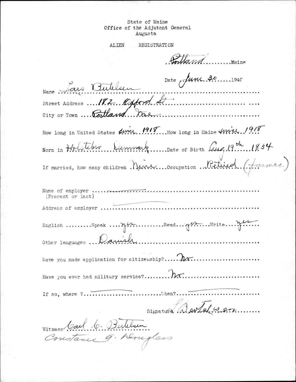 Miniature of Alien Registration- Butelsen, Lars (Portland, Cumberland County)