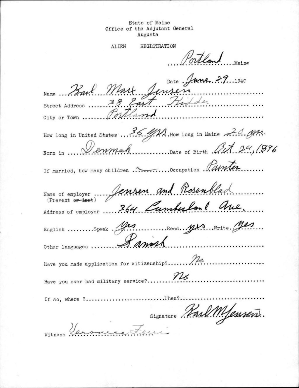 Miniature of Alien Registration- Jensen, Karl M. (Portland, Cumberland County)