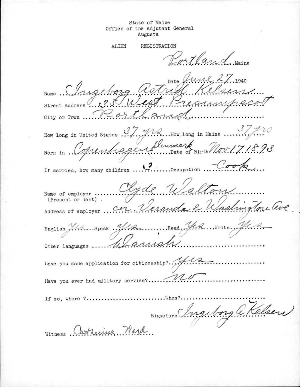 Miniature of Alien Registration- Kelsen, Ingeborg A. (Portland, Cumberland County)