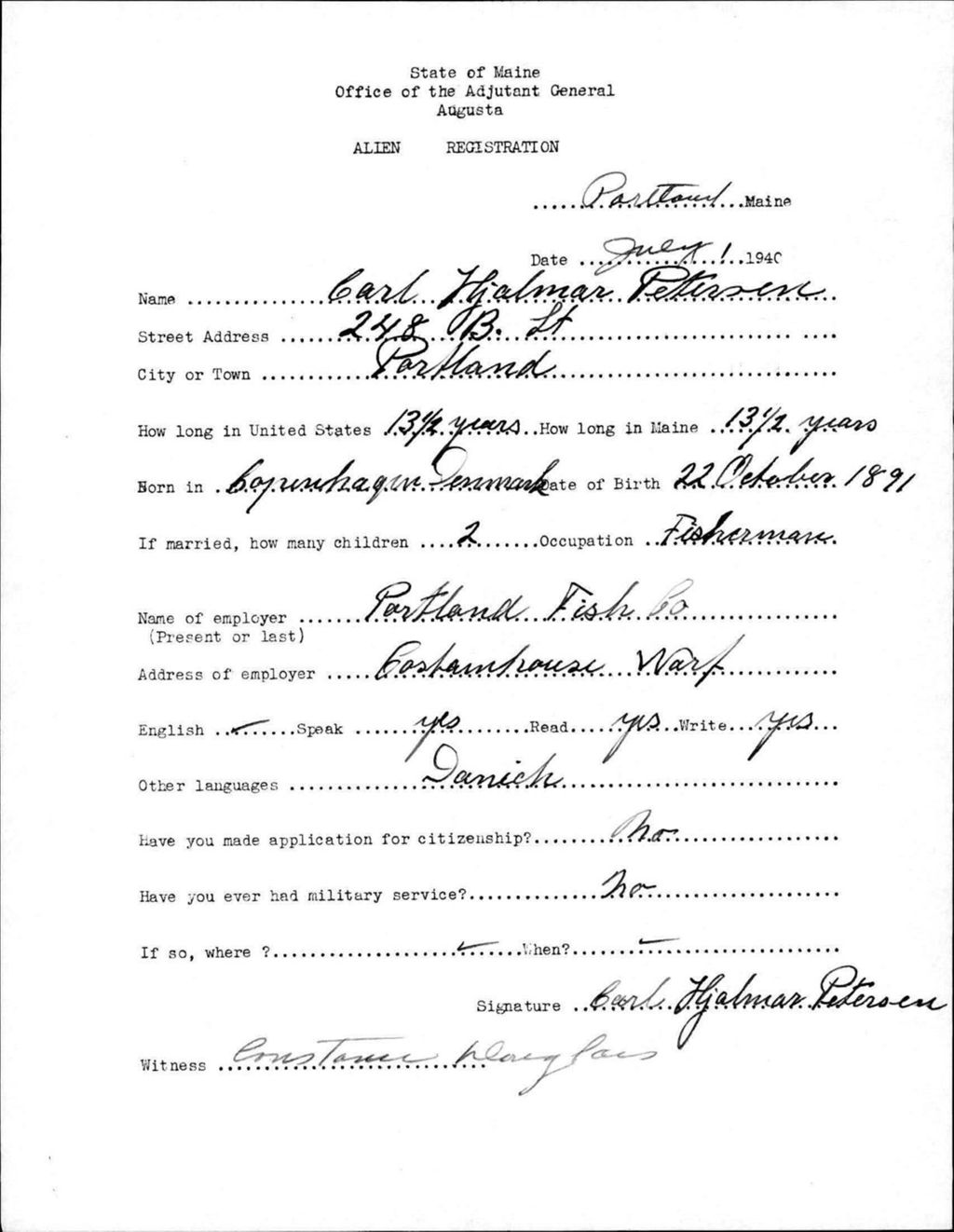 Miniature of Alien Registration- Petersen, Carl H. (Portland, Cumberland County)