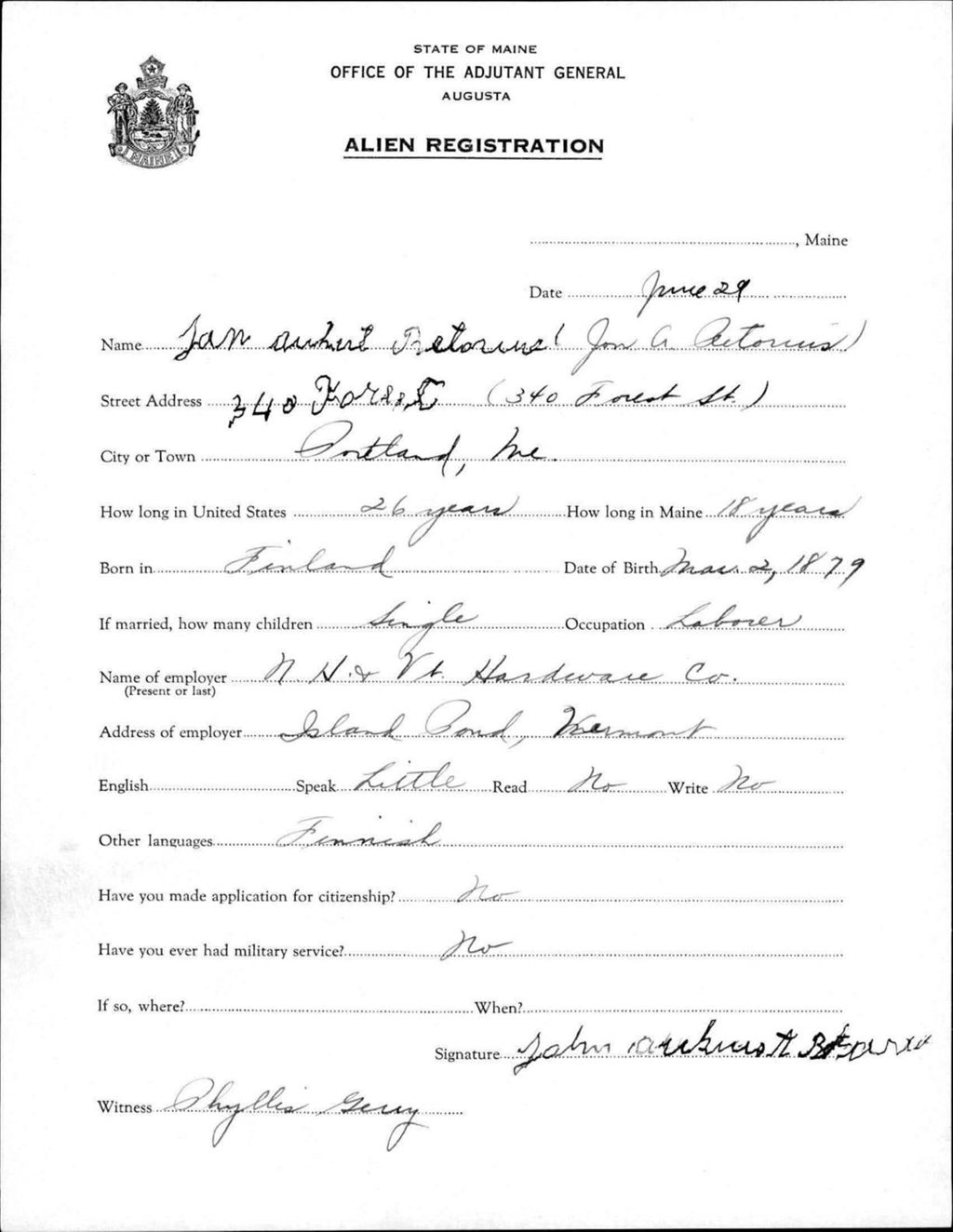 Miniature of Alien Registration- Petorius, Jon A. (Portland, Cumberland County)