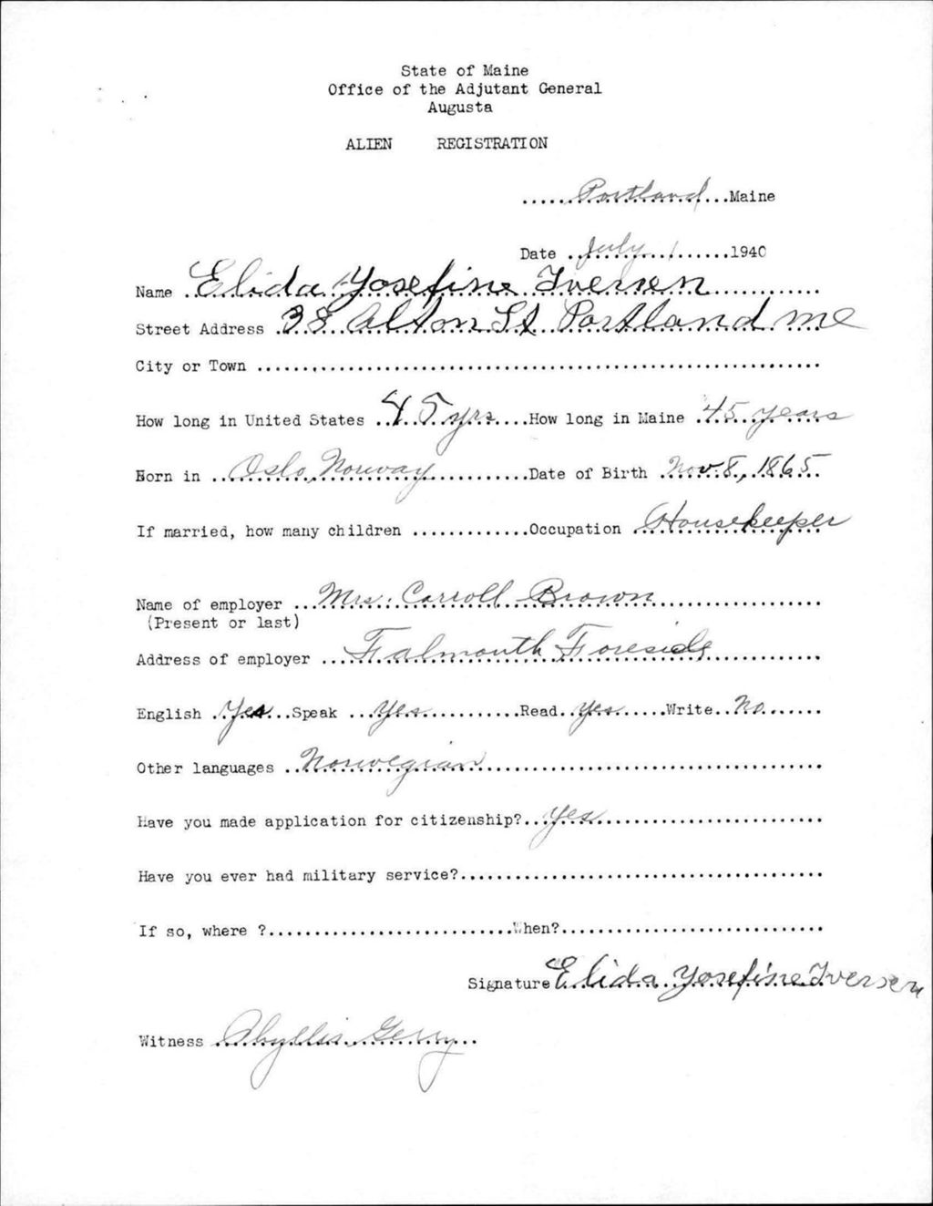 Miniature of Alien Registration- Iversen, Elida J. (Portland, Cumberland County)