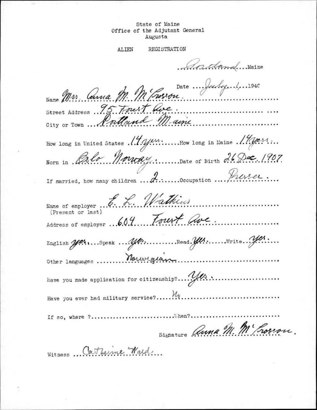 Miniature of Alien Registration- Mccrossan, Anna M. (Portland, Cumberland County)