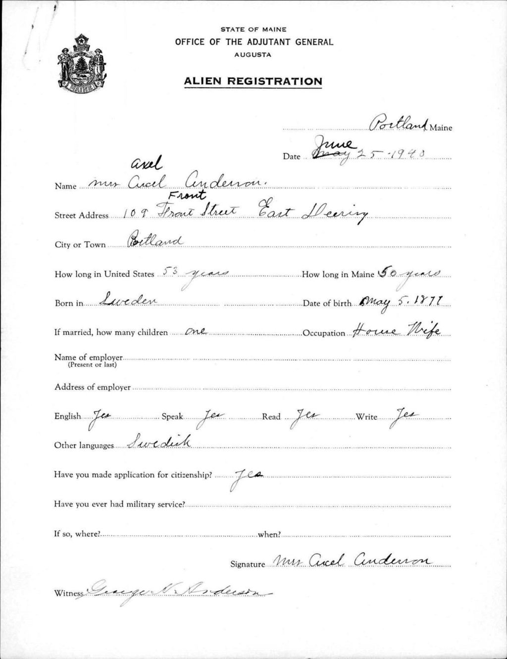 Miniature of Alien Registration- Anderson, Axel (Portland, Cumberland County)