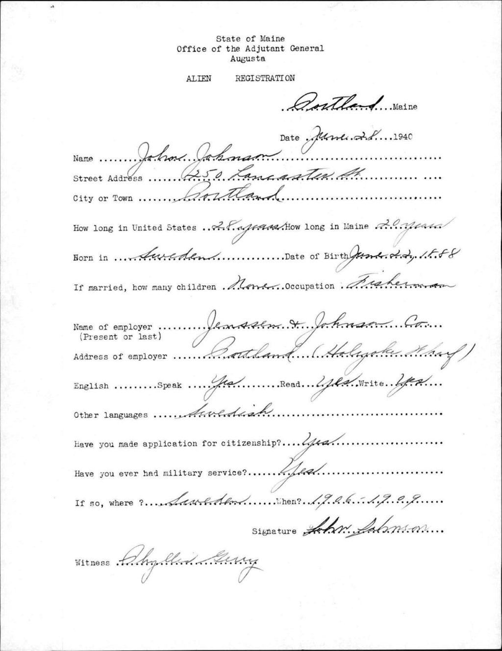 Miniature of Alien Registration- Johnson, John (Portland, Cumberland County)